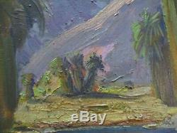 Vintage Painting Impressionism Desert Palms California Landscape Old Antique