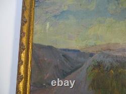 Vintage Painting Impressionism Desert Palms California Landscape Old Antique