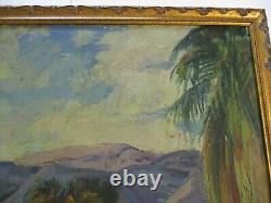 Vintage Painting Impressionism Desert Palms California Landscape Old Antique