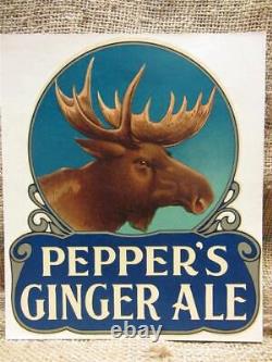 Vintage Pepper's Ginger Ale Deer Buck Sticker Sign Antique Old Soda Cola 9069