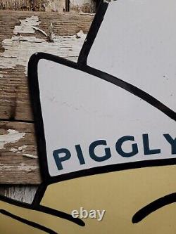 Vintage Piggly Wiggly Sign 30 Grocery Market Food Store Pig Old Porcelain Sign