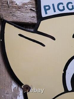 Vintage Piggly Wiggly Sign 30 Grocery Market Food Store Pig Old Porcelain Sign