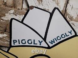 Vintage Piggly Wiggly Sign 30 Grocery Market Food Store Pig Old Porcelain Sign