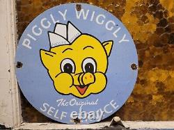Vintage Piggly Wiggly Sign Grocery Store General Food Old Market Porcelain Sign