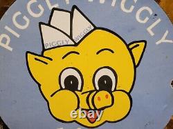 Vintage Piggly Wiggly Sign Grocery Store General Food Old Market Porcelain Sign