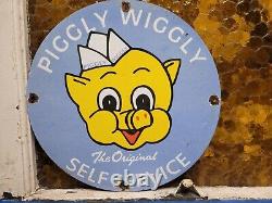 Vintage Piggly Wiggly Sign Grocery Store General Food Old Market Porcelain Sign