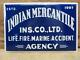 Vintage Porcelain Indian Mercantile Insurance Sign Antique Old Store Signs 7245