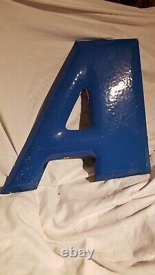 Vintage Porcelain Letter A BLUE Gas Station Sign Old Tire Goodyear Good Year Oil
