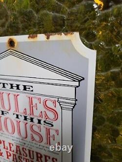 Vintage Porcelain Sign Olde Time Rules Of The House Pleasures Pastimes Do Not