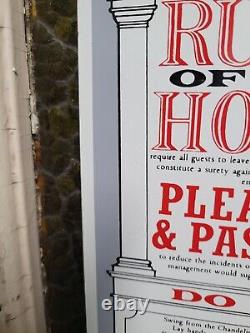 Vintage Porcelain Sign Olde Time Rules Of The House Pleasures Pastimes Do Not