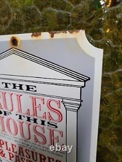 Vintage Porcelain Sign Olde Time Rules Of The House Pleasures Pastimes Do Not