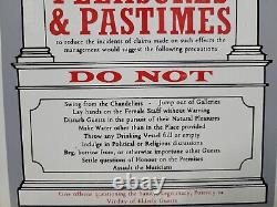 Vintage Porcelain Sign Olde Time Rules Of The House Pleasures Pastimes Do Not