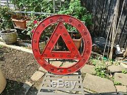 Vintage Rare PreWarboys Old Road Halt Sign With Glass Reflectors