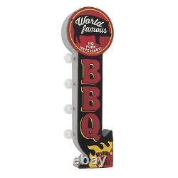 Vintage Retro WORLD FAMOUS BBQ Sign 2-Sided 3-D Old-Fashioned Lighted Marquee