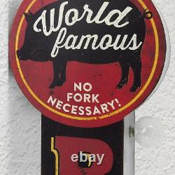 Vintage Retro WORLD FAMOUS BBQ Sign 2-Sided 3-D Old-Fashioned Lighted Marquee