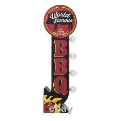 Vintage Retro WORLD FAMOUS BBQ Sign 2-Sided 3-D Old-Fashioned Lighted Marquee