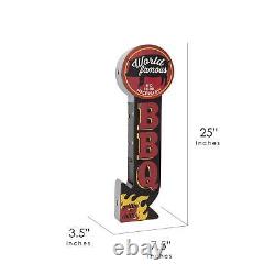 Vintage Retro WORLD FAMOUS BBQ Sign 2-Sided 3-D Old-Fashioned Lighted Marquee