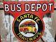 Vintage Santa Fe Trailway Porcelain Sign Old Bus Depot Station Busline Display