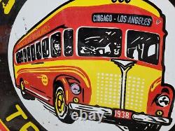 Vintage Santa Fe Trailway Porcelain Sign Old Bus Depot Station Busline Display