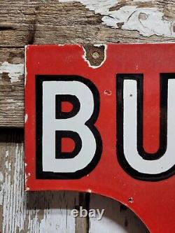 Vintage Santa Fe Trailway Porcelain Sign Old Bus Depot Station Busline Display