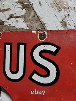 Vintage Santa Fe Trailway Porcelain Sign Old Bus Depot Station Busline Display