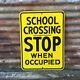 Vintage School Crossing Porcelain Sign Antique Double Side Old Street Sign 18x24