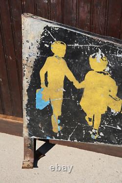 Vintage School Safety Station Bus Stop Depot Metal sign Pennant Flag Antique Old