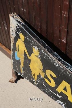 Vintage School Safety Station Bus Stop Depot Metal sign Pennant Flag Antique Old
