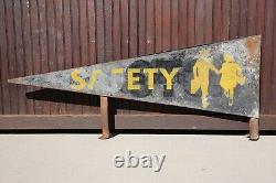 Vintage School Safety Station Bus Stop Depot Metal sign Pennant Flag Antique Old