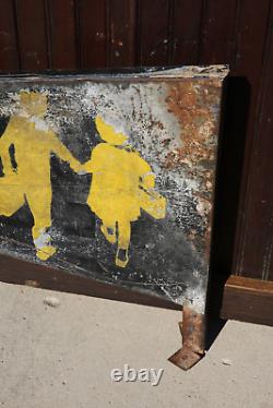 Vintage School Safety Station Bus Stop Depot Metal sign Pennant Flag Antique Old