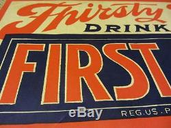 Vintage Set of 2 First Aid Drink Signs Antique Old Beverage Cola Soda 9537