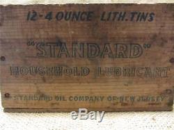 Vintage Standard Oil Company Wooden Crate Sign Antique Old Gas RARE 8522