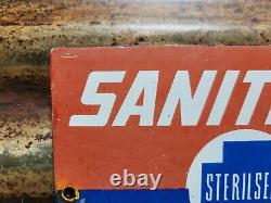 Vintage Sterilite Porcelain Sign Old Diecut Sterilized Gas Station Restrooms