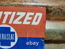 Vintage Sterilite Porcelain Sign Old Diecut Sterilized Gas Station Restrooms