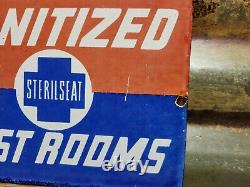 Vintage Sterilite Porcelain Sign Old Diecut Sterilized Gas Station Restrooms