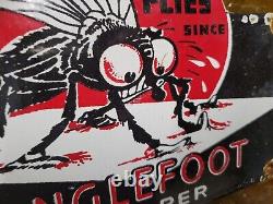 Vintage Tanglefoot Porcelain Sign Old 1947 Fly Paper Bug Mosquito Service Trap