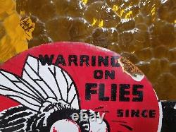 Vintage Tanglefoot Porcelain Sign Old 1947 Fly Paper Bug Mosquito Service Trap