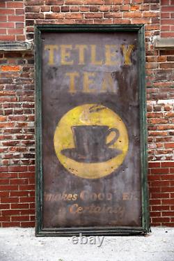 Vintage Tetley Tea old antique sign Coffee shop wood frame kitchen farmhouse bar