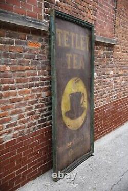 Vintage Tetley Tea old antique sign Coffee shop wood frame kitchen farmhouse bar