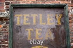 Vintage Tetley Tea old antique sign Coffee shop wood frame kitchen farmhouse bar