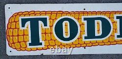 Vintage Todd Corn Farm Feed Seed Store Advertising Sign Masonite Gas Oil Antique