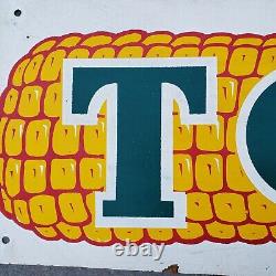 Vintage Todd Corn Farm Feed Seed Store Advertising Sign Masonite Gas Oil Antique