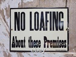 Vintage Train Porcelain Sign Old Railroad Station Platform No Loafing Premises