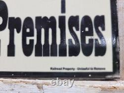 Vintage Train Porcelain Sign Old Railroad Station Platform No Loafing Premises