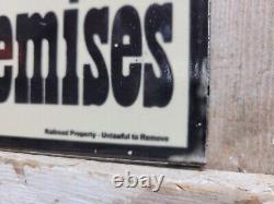 Vintage Train Porcelain Sign Old Railroad Station Platform No Loafing Premises