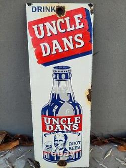 Vintage Uncle Dans Porcelain Sign Old Fashioned Rootbeer Soda Cola Beverage Pop