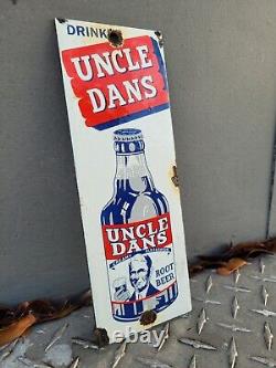 Vintage Uncle Dans Porcelain Sign Old Fashioned Rootbeer Soda Cola Beverage Pop