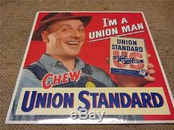 Vintage Union Standard Chewing Tobacco Display Sign Antique Old Chew Signs 9220