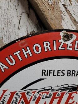 Vintage Winchester Sign Firearm Ammunition Gun Shotgun Rifles Old Porcelain Sign