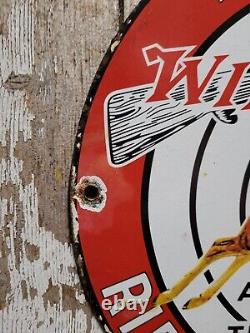 Vintage Winchester Sign Firearm Ammunition Gun Shotgun Rifles Old Porcelain Sign
